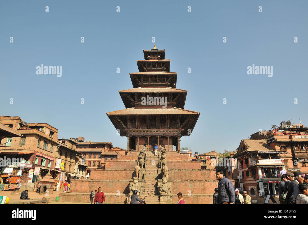 five roofs Nyatapola temple Taumadhi Tole square  Bhaktapur  Nepal Stock Photo