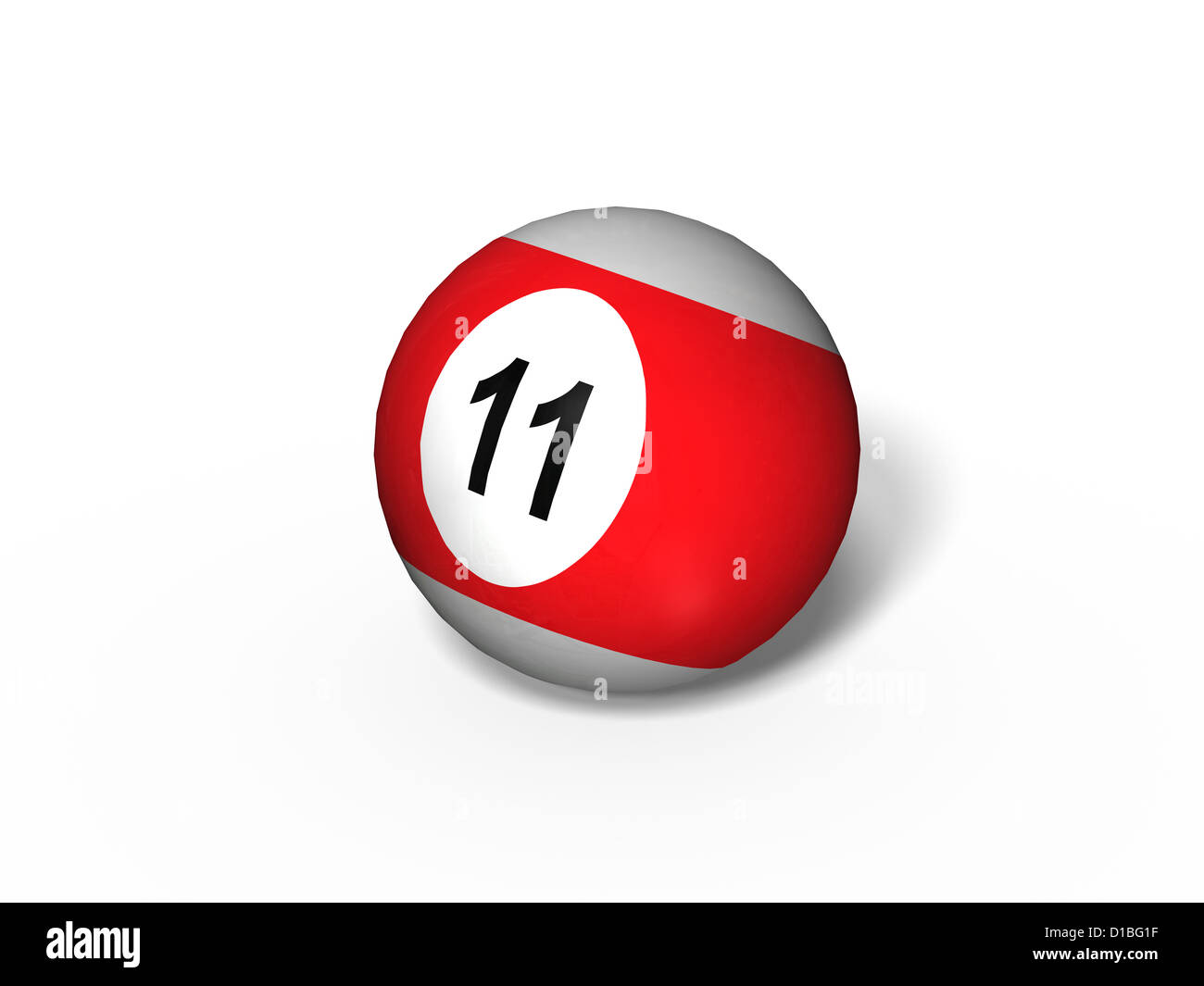billiard billard ball number 11 eleven white background 3d render Stock