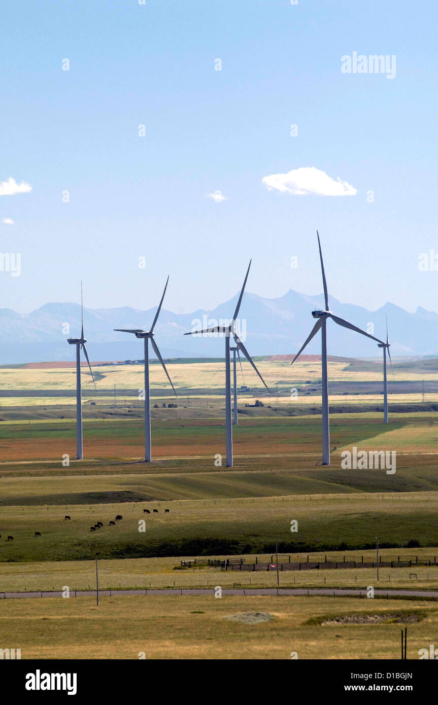 Wind Turbines in field outside Lundbreck, Alberta, Canada Stock Photo Alamy