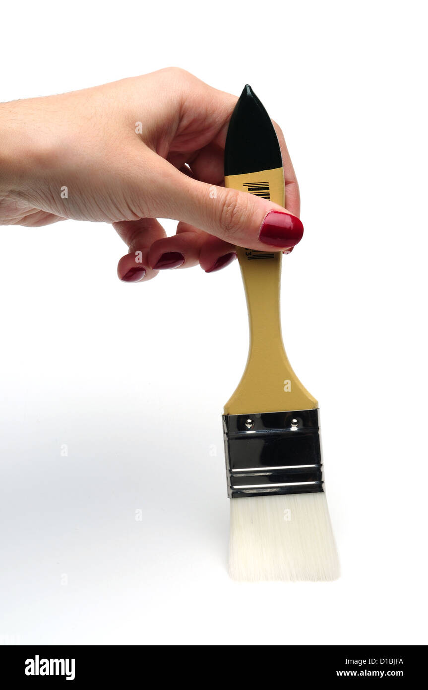 Painting brush and human hand Stock Photo Alamy