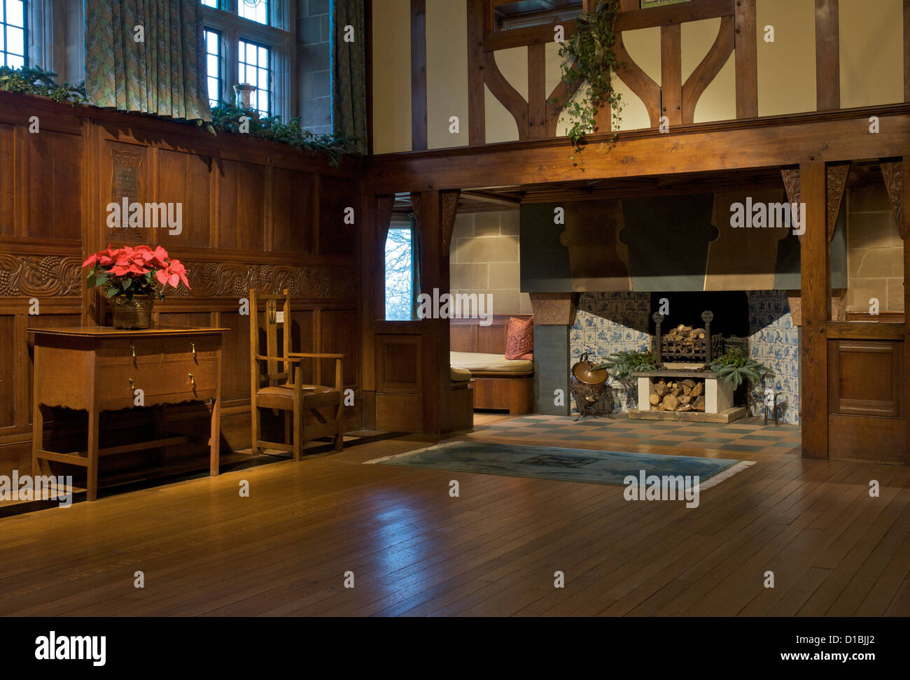 The main hall in Blackwell, 'arts and crafts' house, overlooking Lake