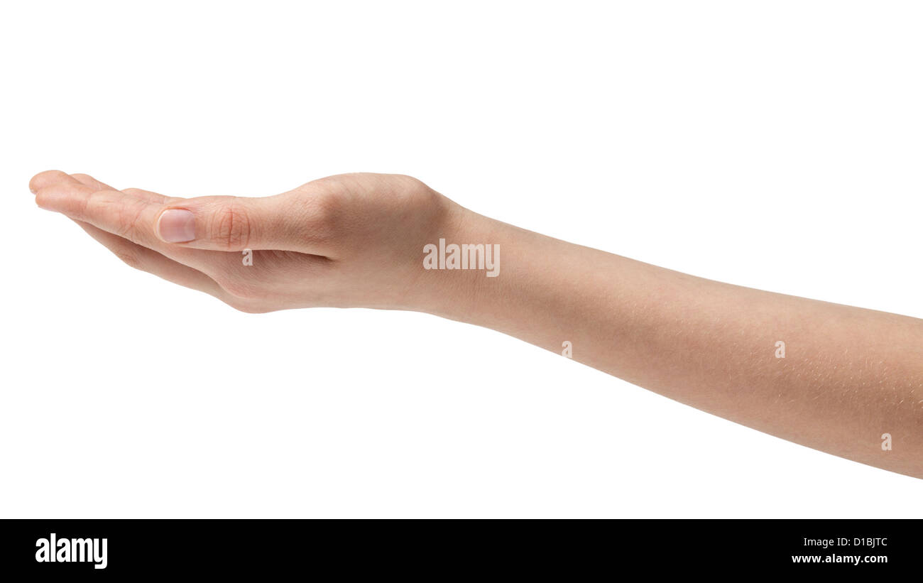 empty female teen hand thumb side isolated on white Stock Photo - Alamy