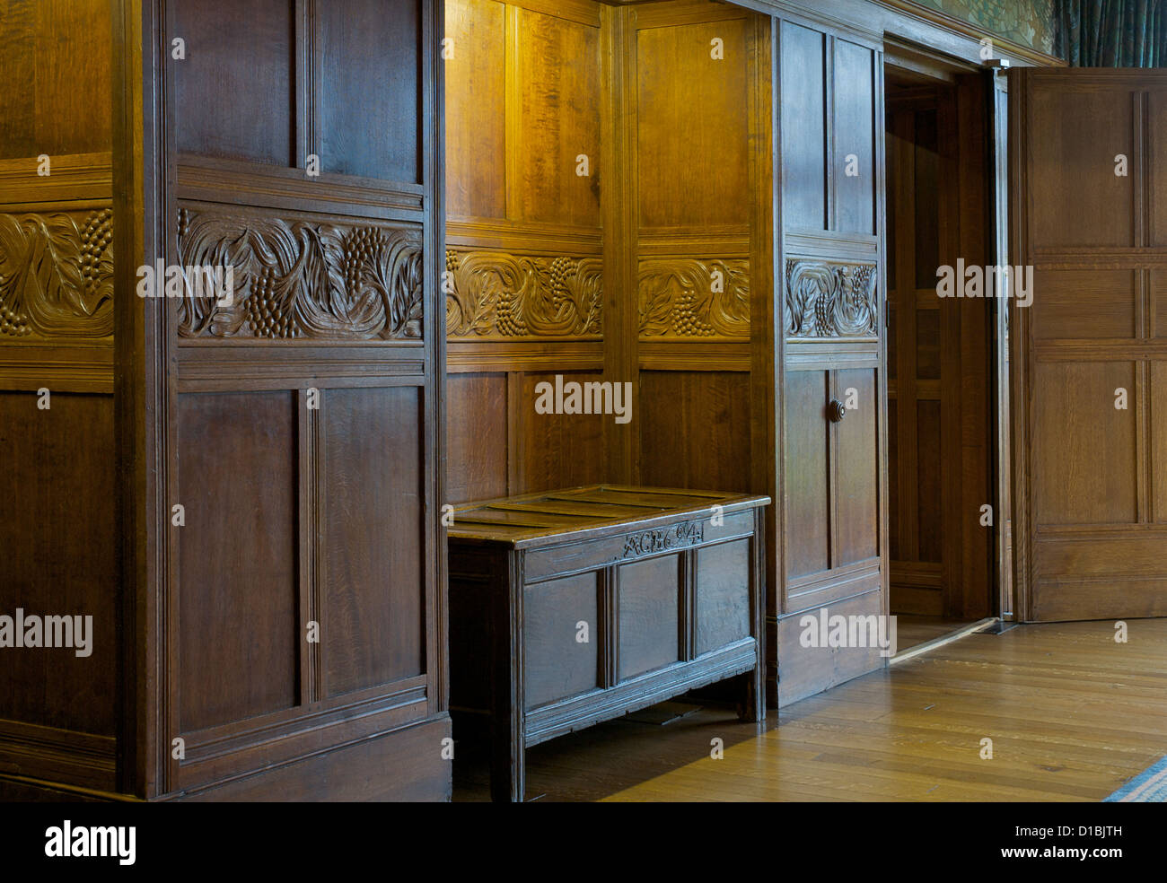 The main hall in Blackwell, 'arts and crafts' house, overlooking Lake ...