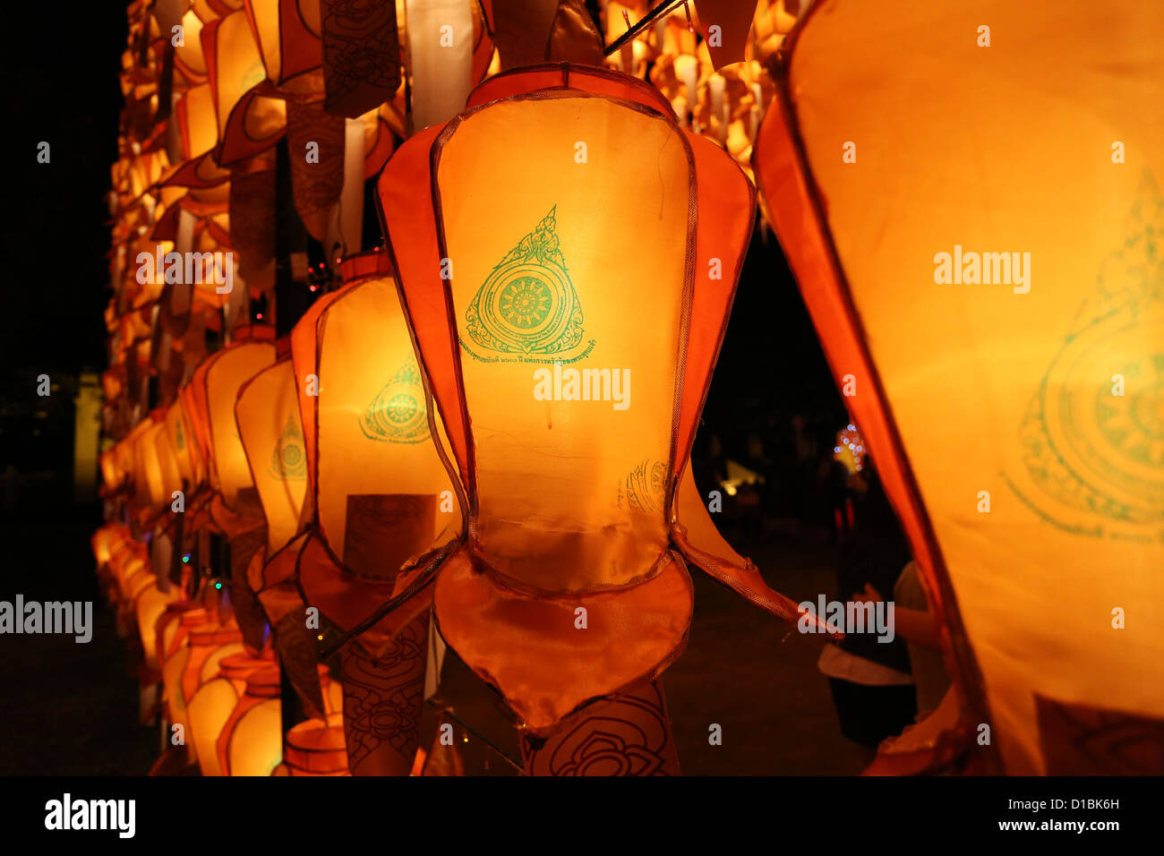Loy Krathong Decorations and lanterns, Chiang Mai, Thailand Stock Photo