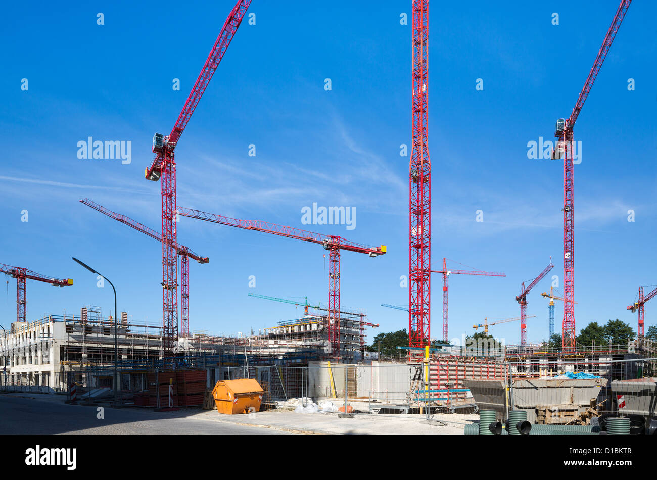 Cranes on a construction site Stock Photo