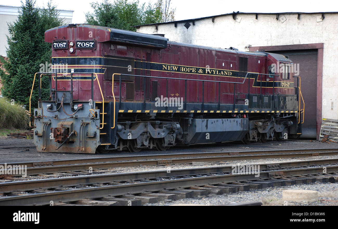 Historic diesel locomotive in New Hope. Pennsylvania, USA. Stock Photo