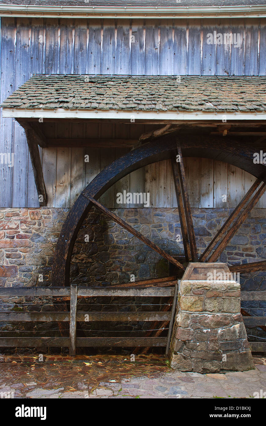 Detail of a water mill. New Hope, Pennsylvania, USA. Stock Photo