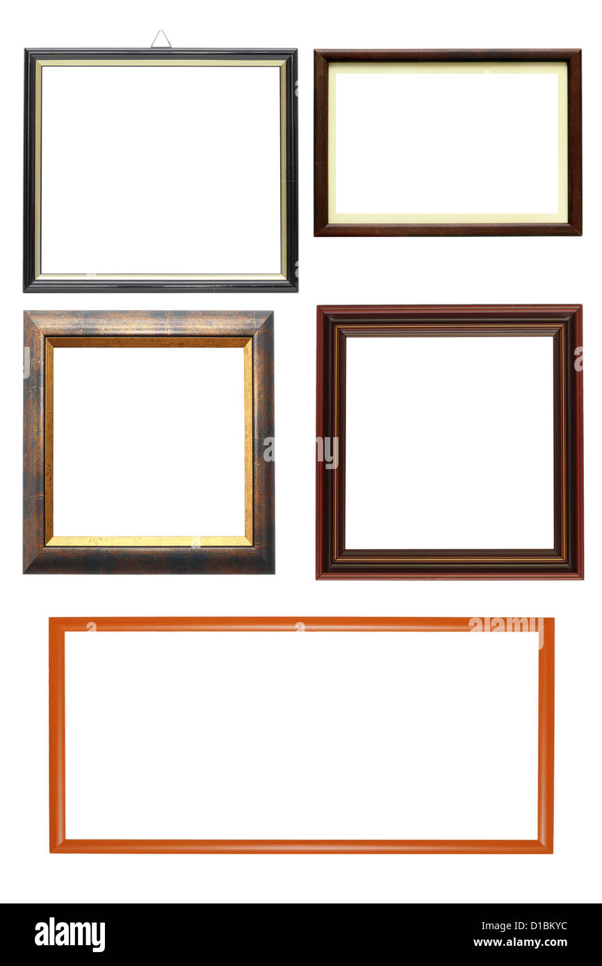 collections of wooden frames isolated over white background Stock Photo Alamy