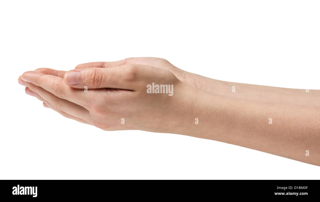 empty female teen hands isolated on white Stock Photo - Alamy