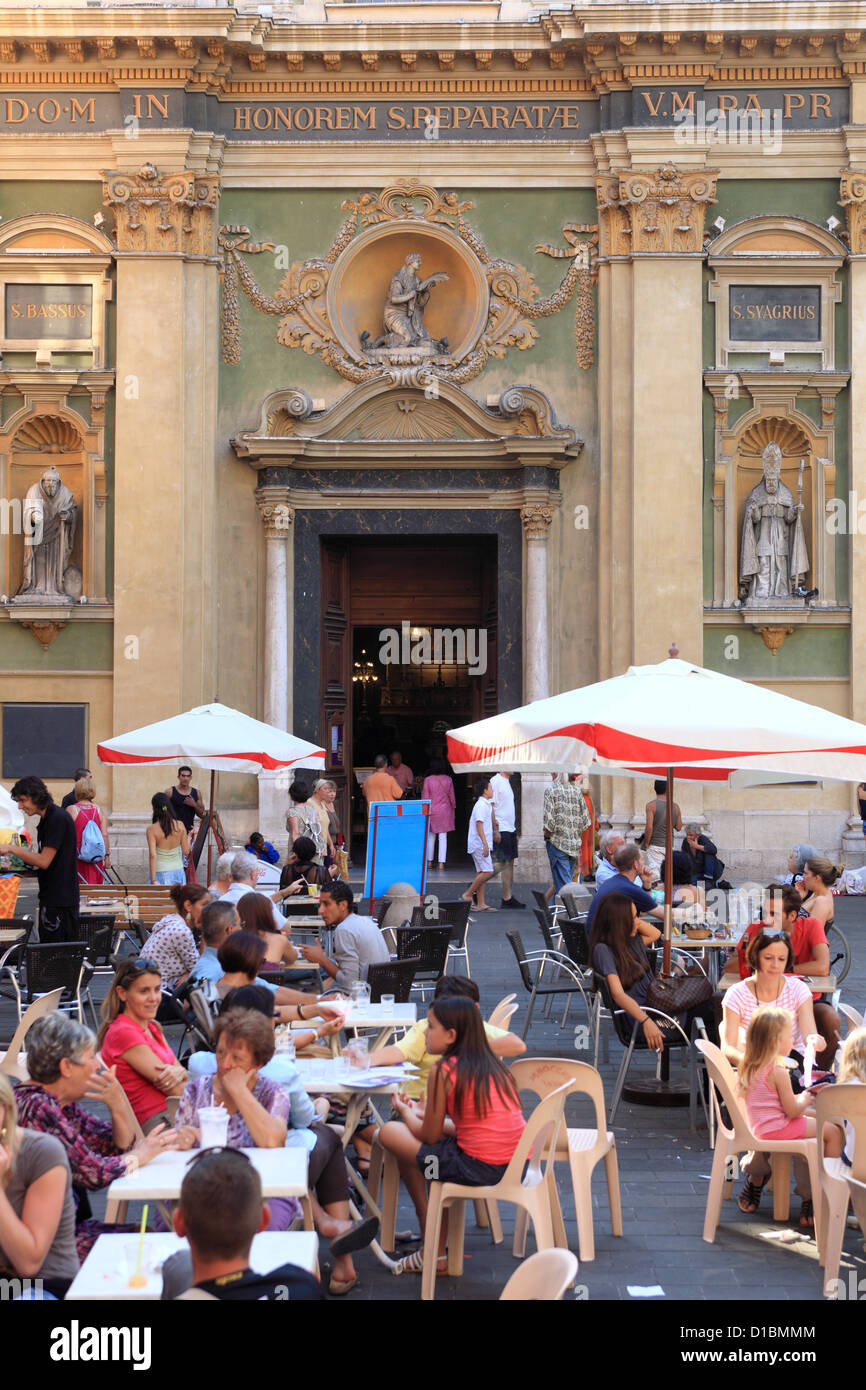 Street scene in the Place Rossetti in the old city of Nice Stock Photo