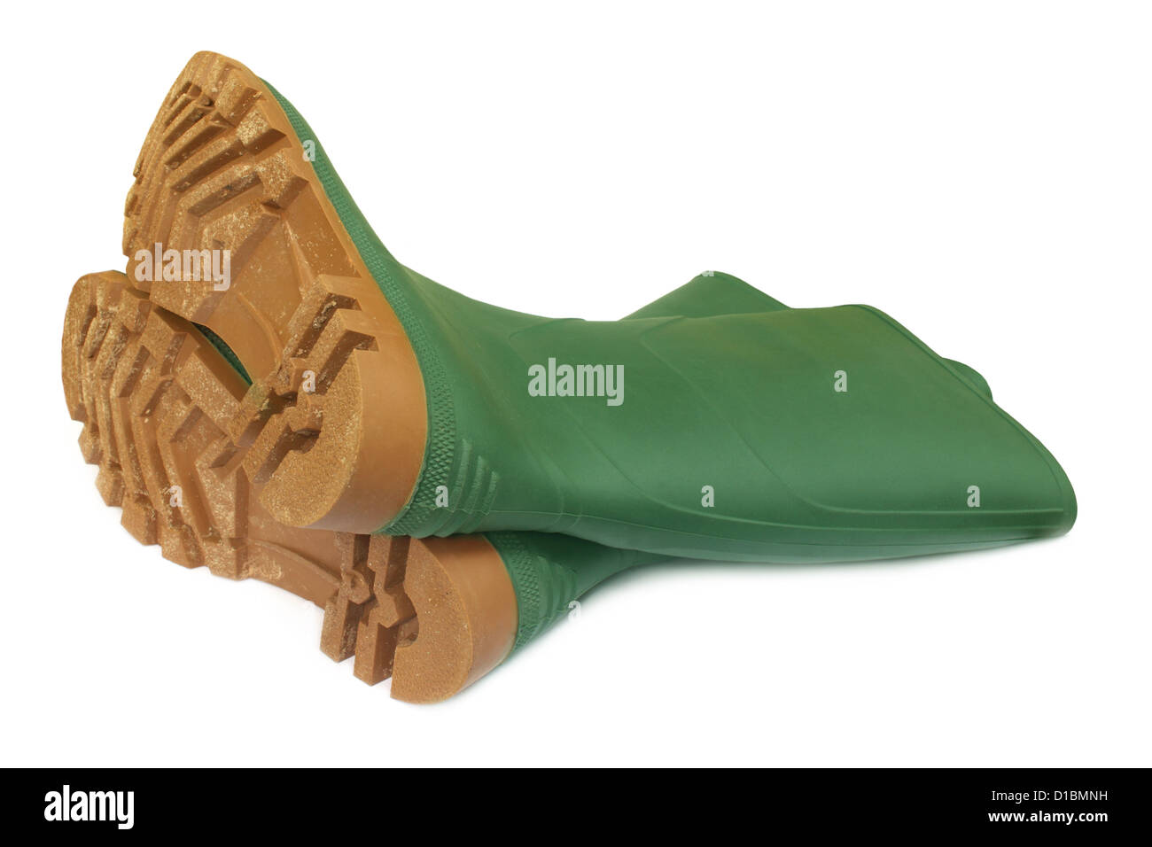 Pair of green rubber boots Stock Photo - Alamy