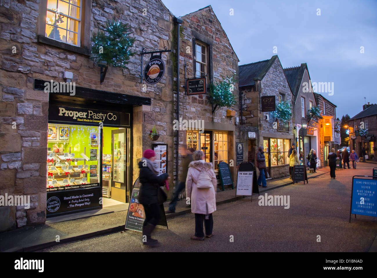 Streets and shops of the Derbyshire Market town of Bakewell at Stock