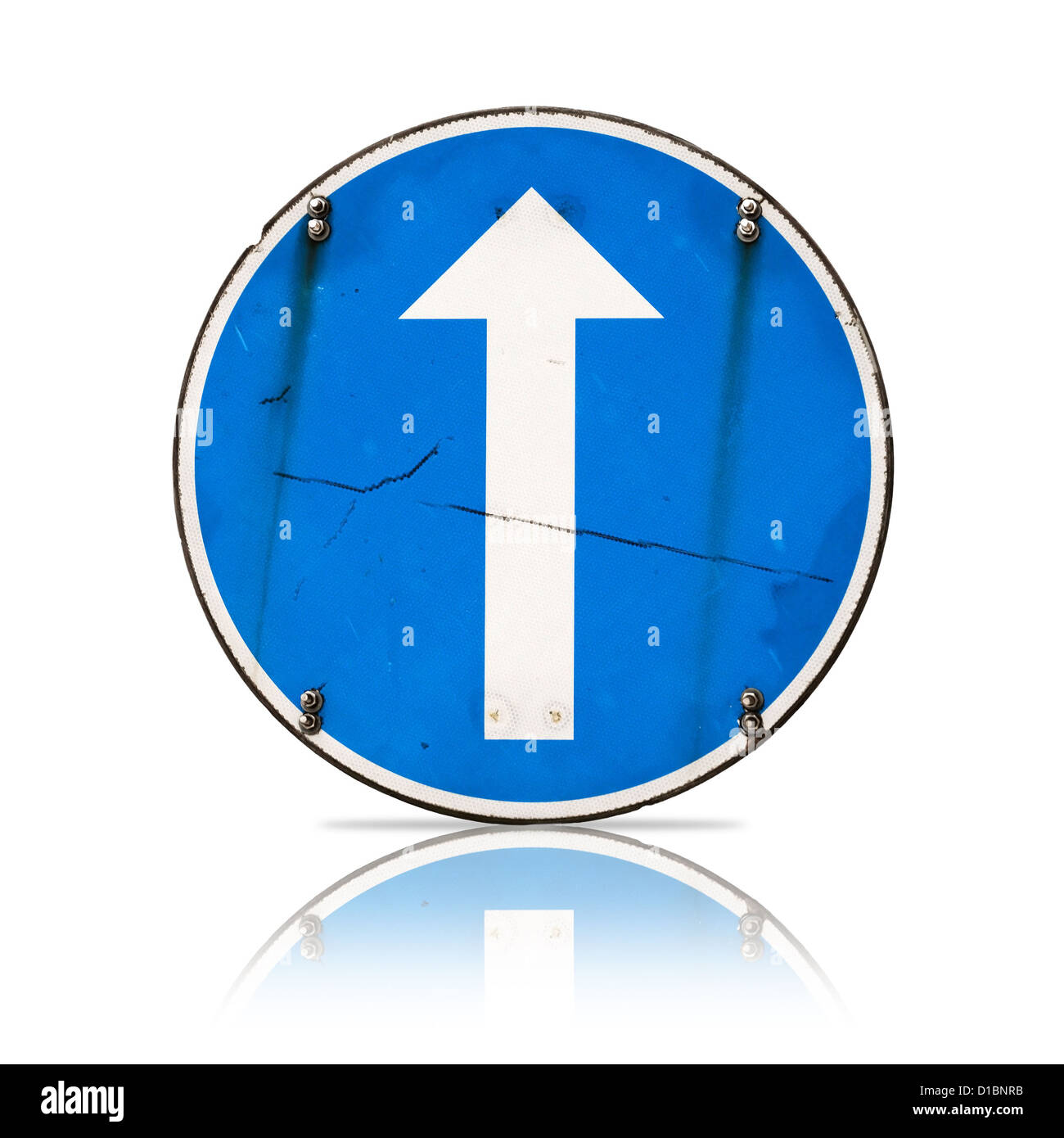 Straight direction, real detailed road sign isolated on white Stock ...