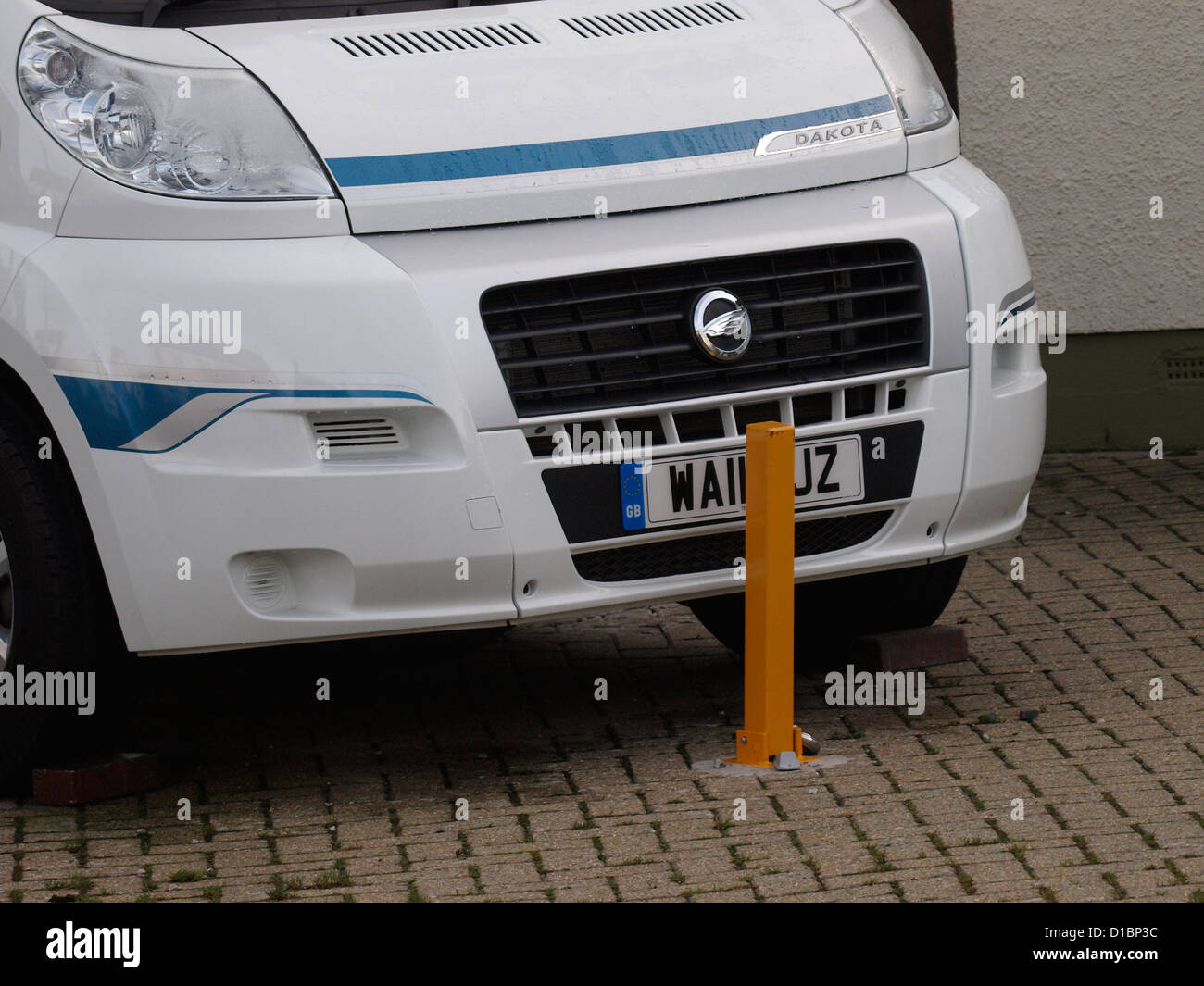 Driveway security parking post, UK Stock Photo