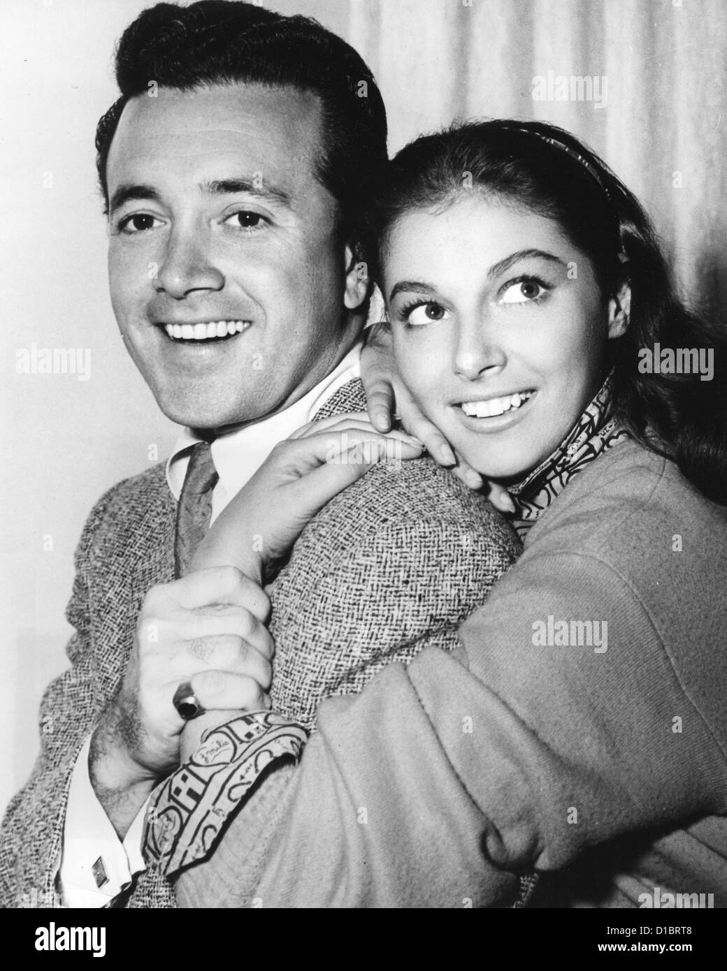 VIC DAMONE  US singer with wife Pier Angeli about 1955 Stock Photo