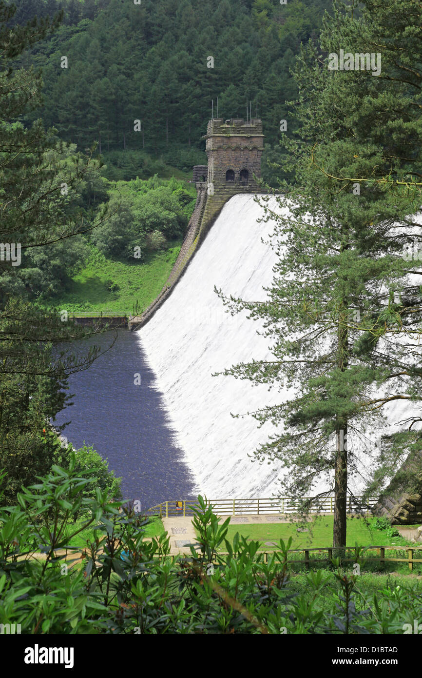 Derwent Dam on Derwent Reservoir Fairholmes Upper Derwent Valley Derbyshire dark Peak District National Park England UK Stock Photo