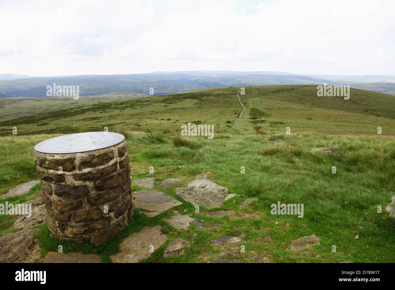 Toposcope on top of Lost Lad Derwent Edge escarpment above Upper Derwent Valley Derbyshire Dark Peak District National Park Stock Photo