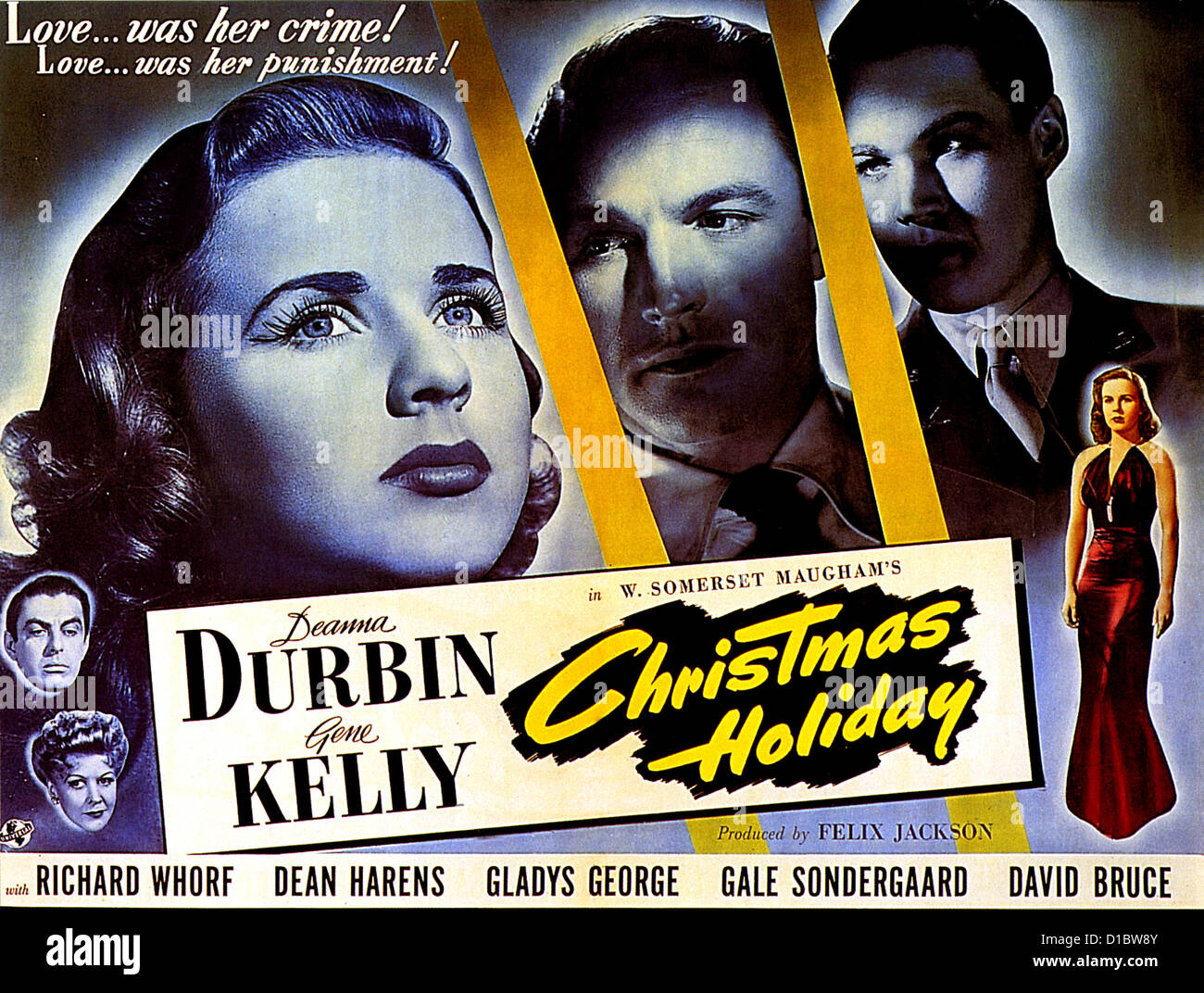 CHRISTMAS HOLIDAY Poster for 1944 Universal film with Deanna Durbin and Gene Kelly Stock Photo