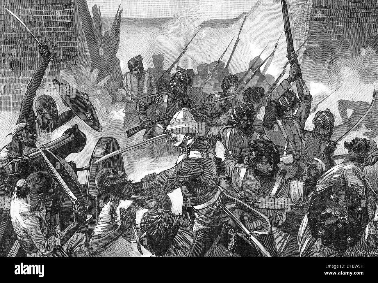 SECOND ANGLO-AFGHAN WAR (1878-1880) The attack on the British Residency in Kabul on 3 September 1879 Stock Photo