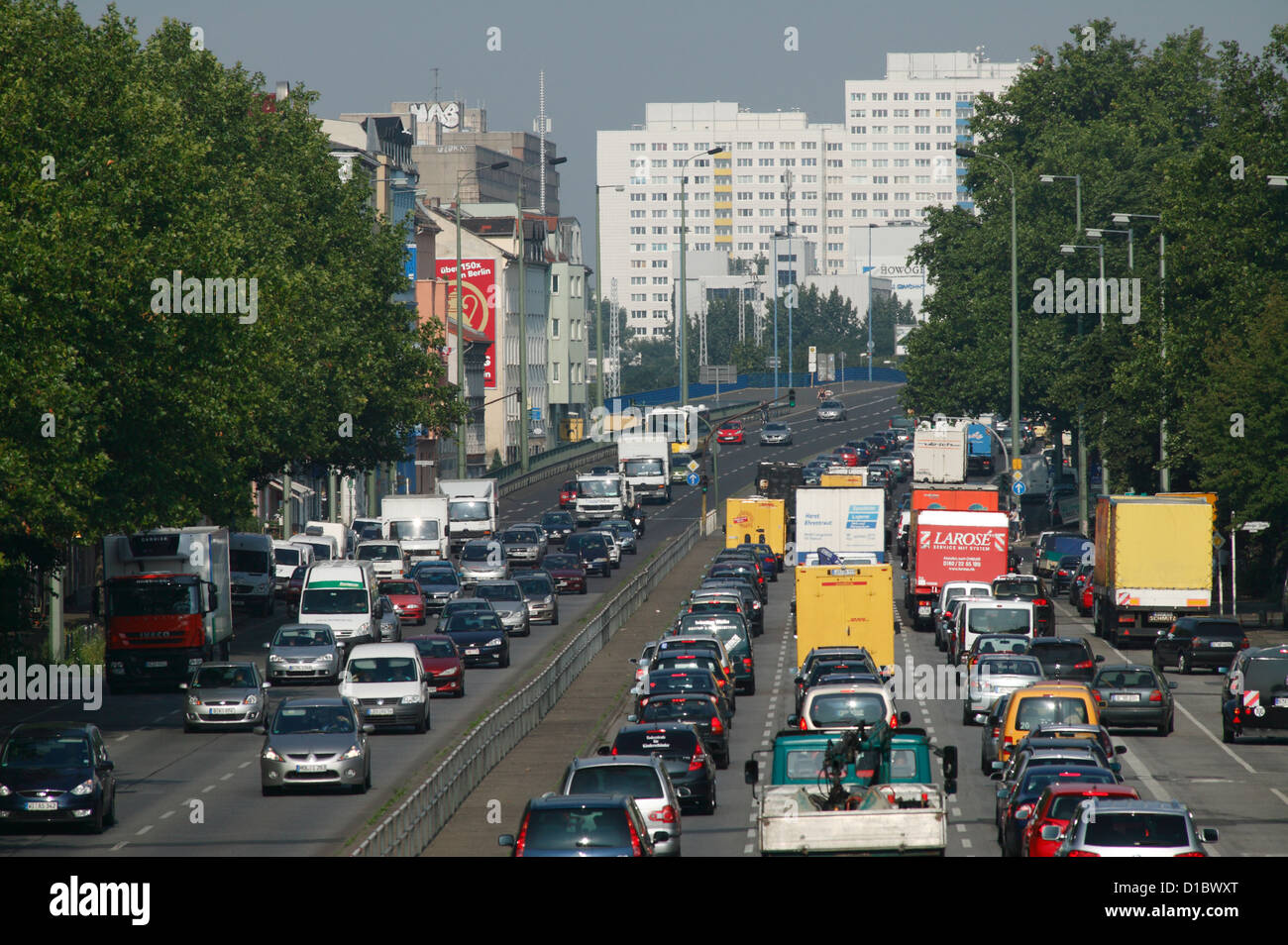 Berlin, Germany, a traffic jam on the highway B1/B5 Alt-Friedrichsfelde Stock Photo