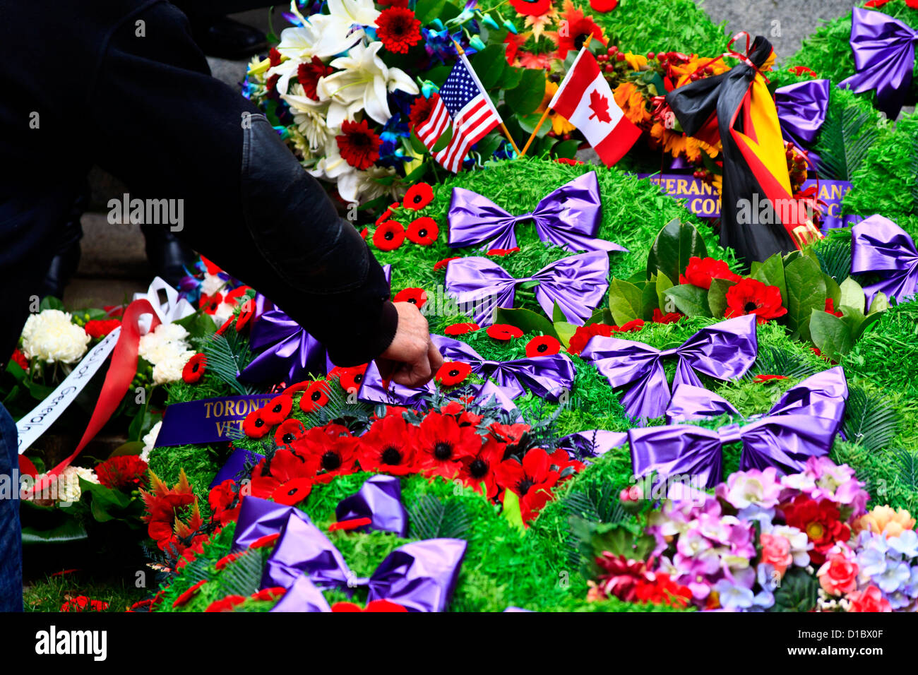 Wreaths and Poppies at Remembrance Day Service Nov 11 Canada Stock ...
