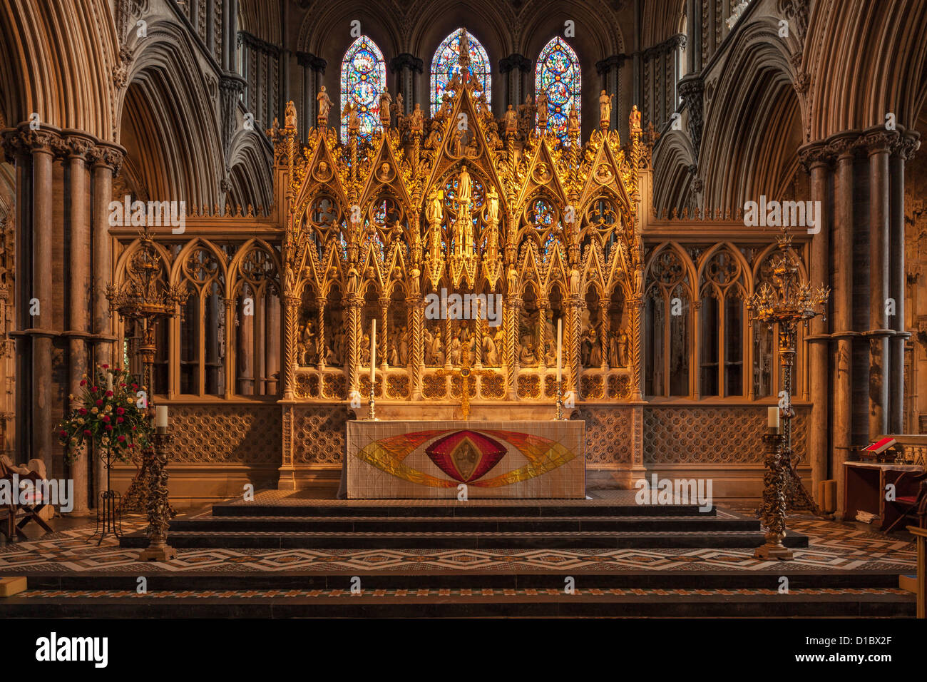 An altar at Ely Cathedral Stock Photo