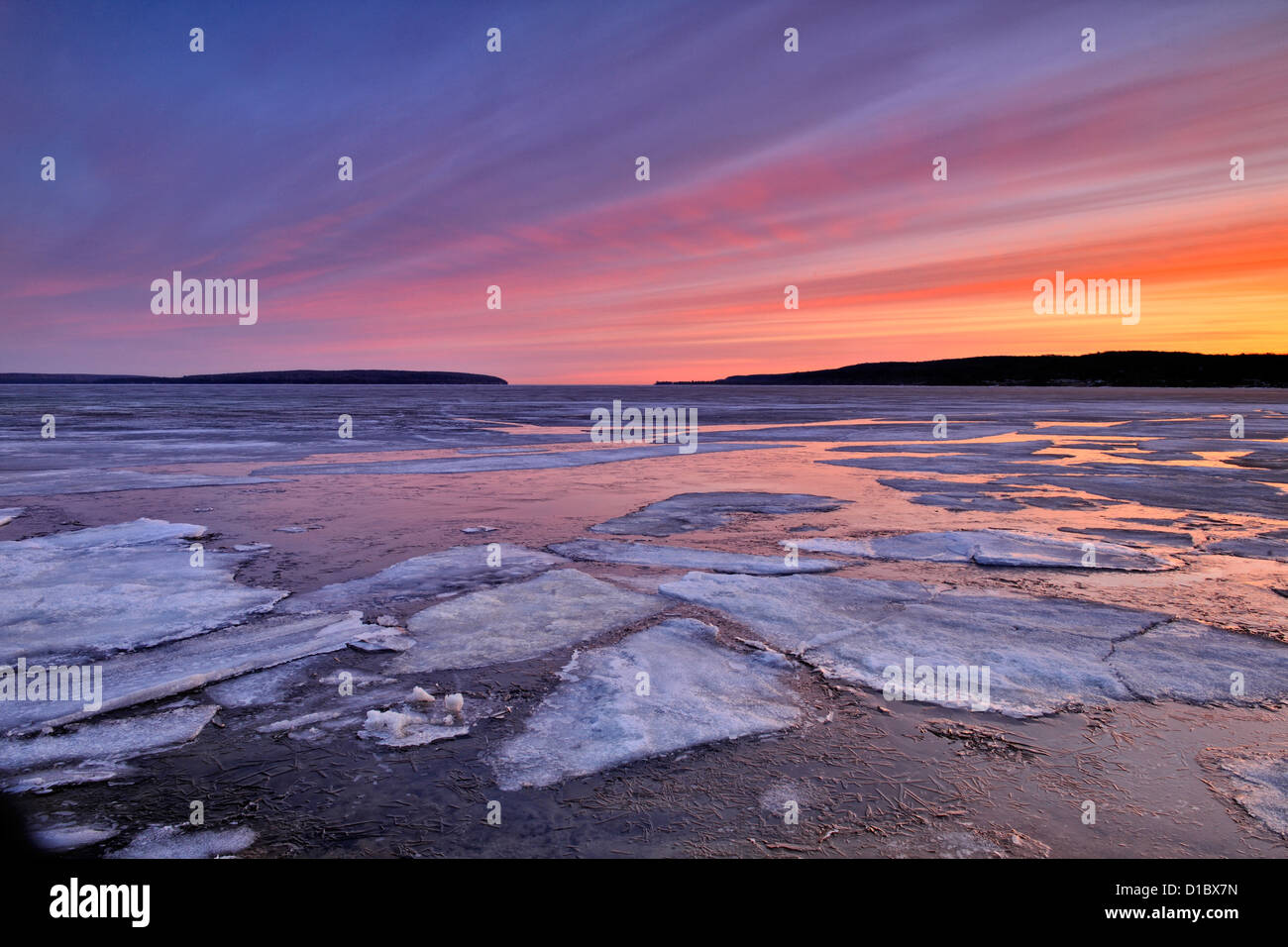 Munising Bay on Lake Superior at dawn, Munising, Michigan, USA Stock