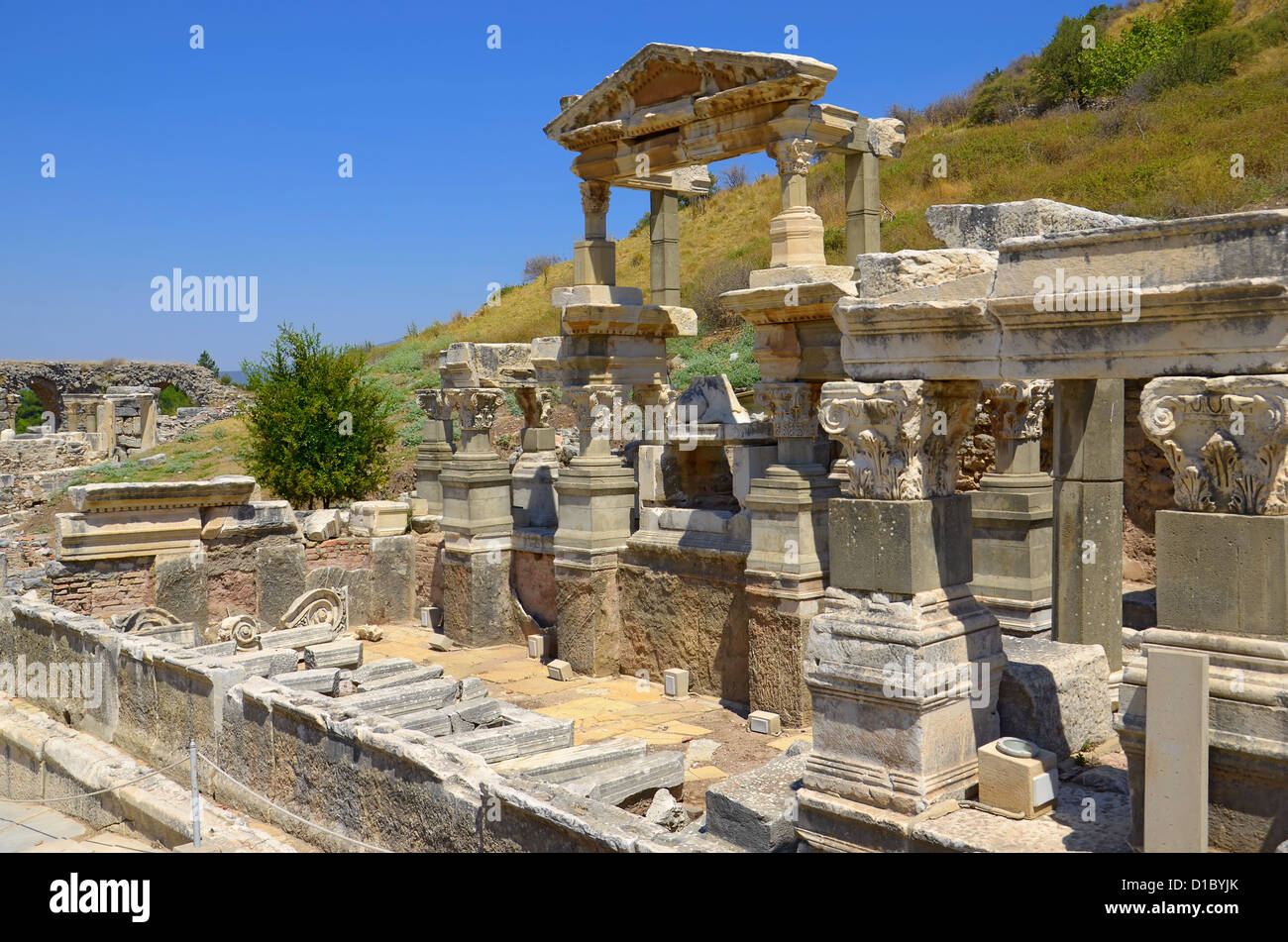 Fountain of Trajan in Ephesus. Turkey. Stock Photo