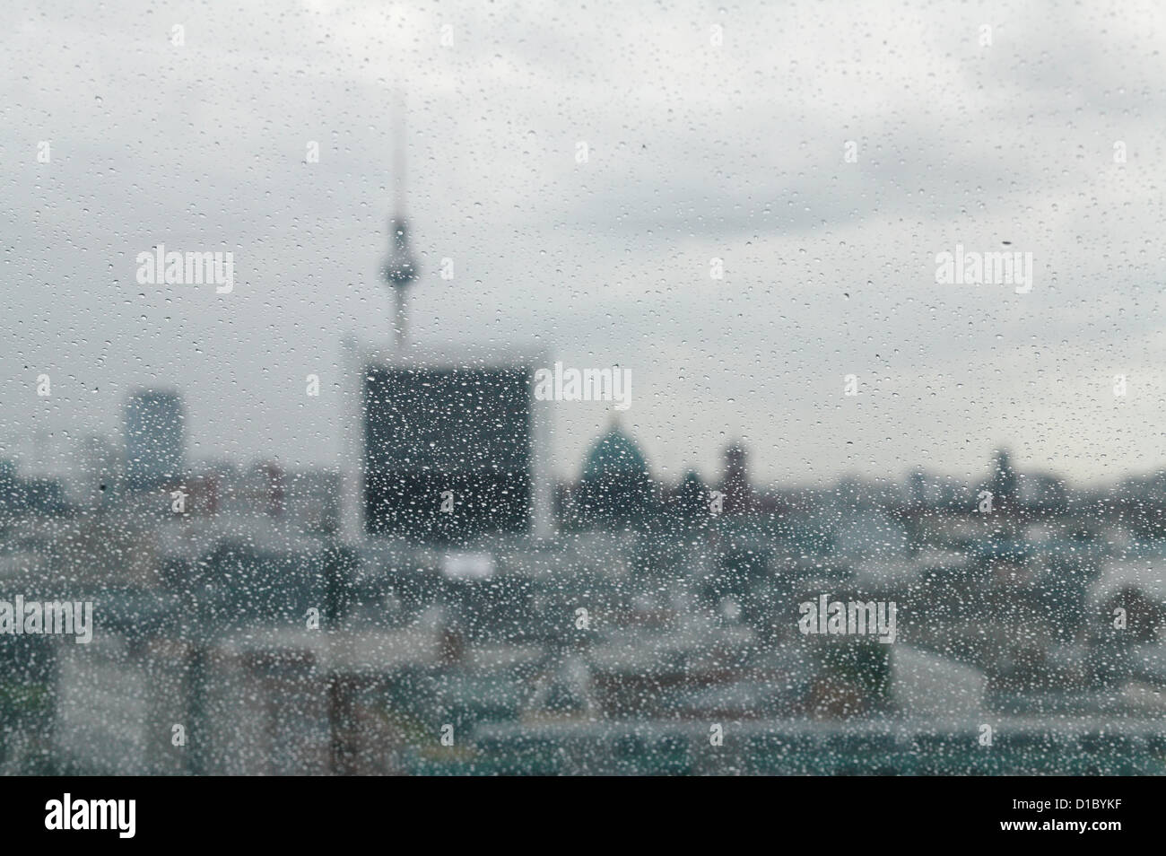 Germany Raintown Berlin, Germany, rainy view from the dome of the Reichstag to the ...