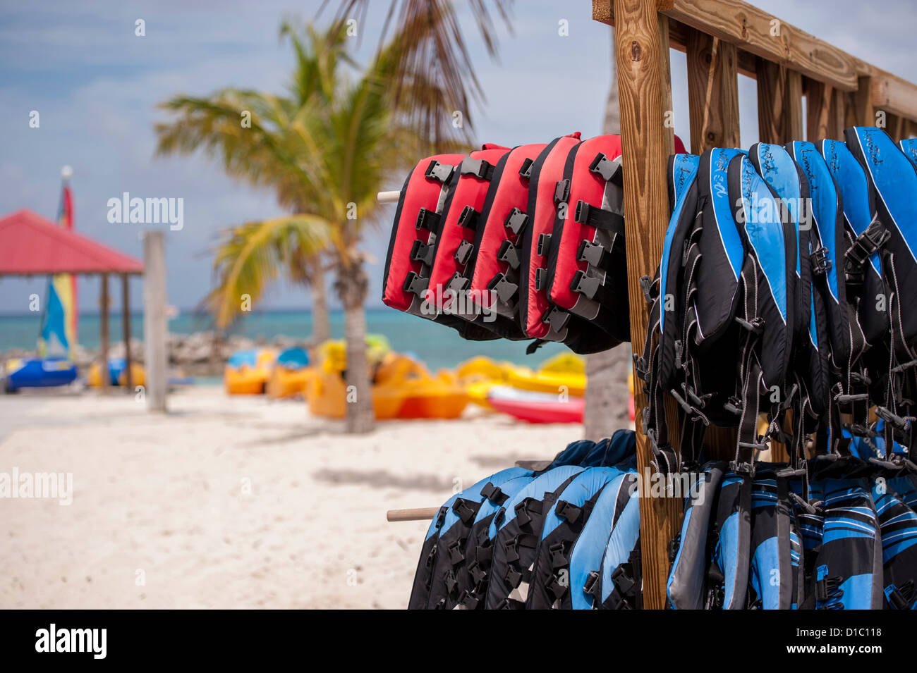 Bahamas, Eleuthera, Princess Cays, water sports on beach Stock Photo