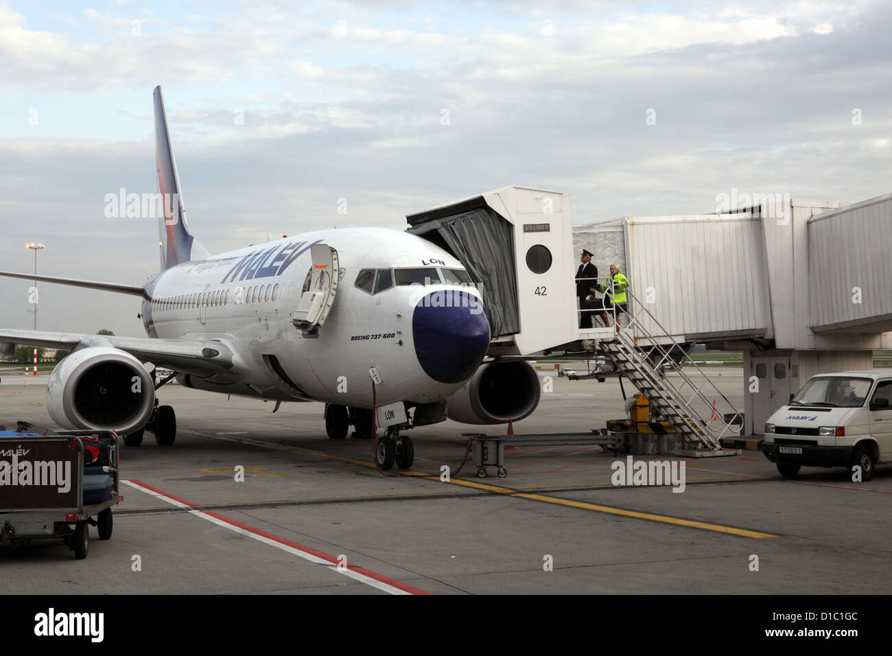 Budapest, Hungary, Malev aircraft at the airport in Budapest Stock