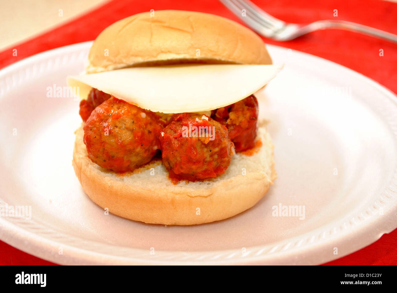 Meatball Sandwich with Provolone Cheese Stock Photo Alamy
