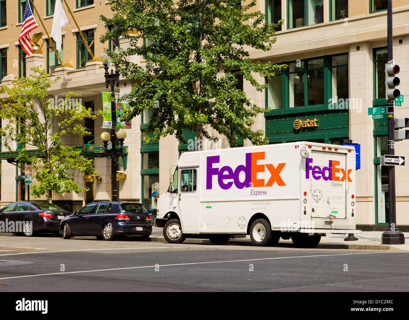 FedEx delivery truck parked on street - Washington, DC USA Stock Photo