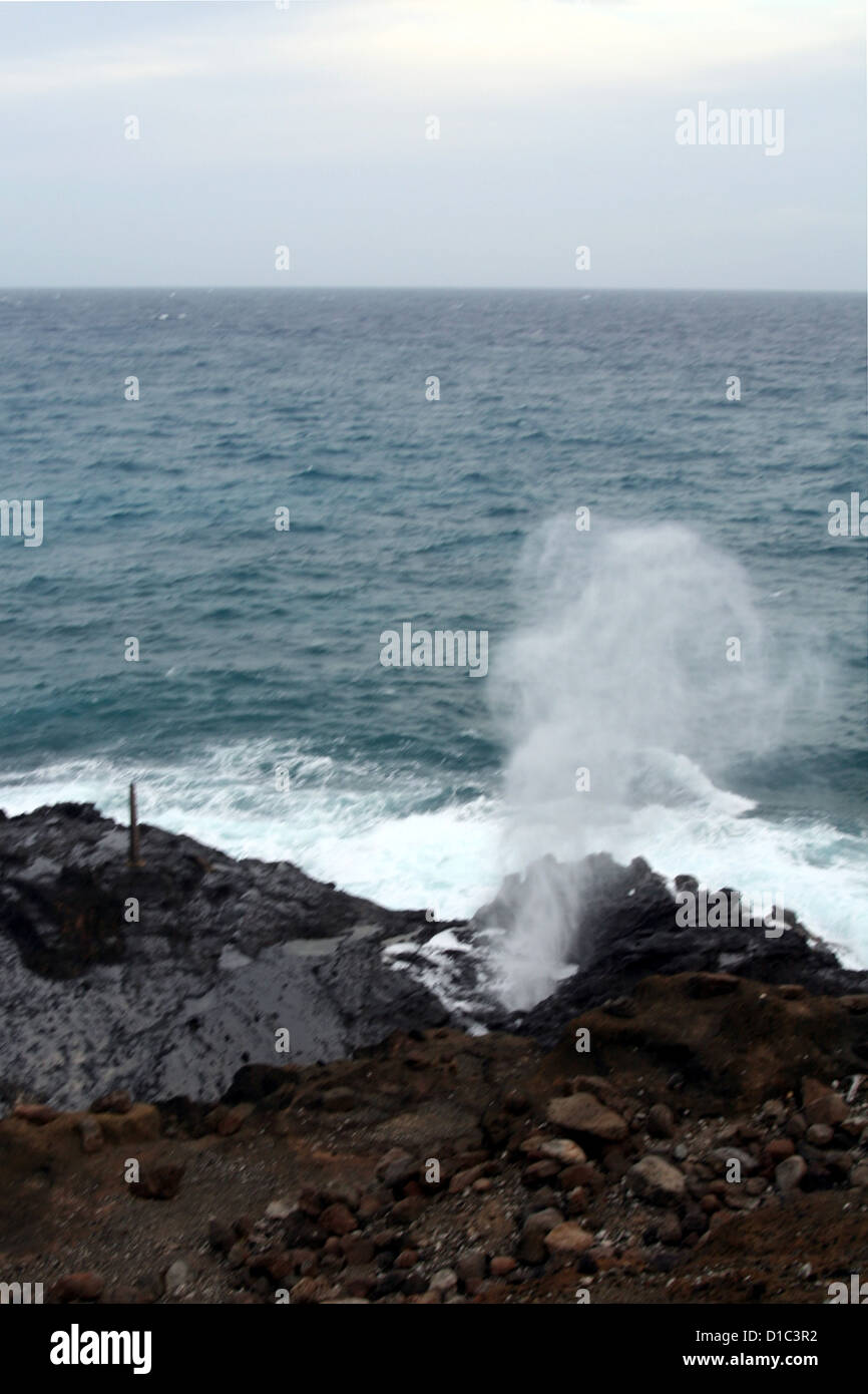 Blow hole Pacific Ocean, Oahu, Hawaii, USA Stock Photo