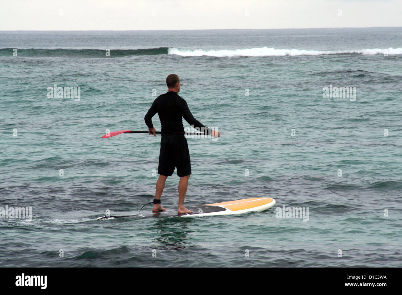 Stand up paddle boarding into surf Stock Photo Alamy