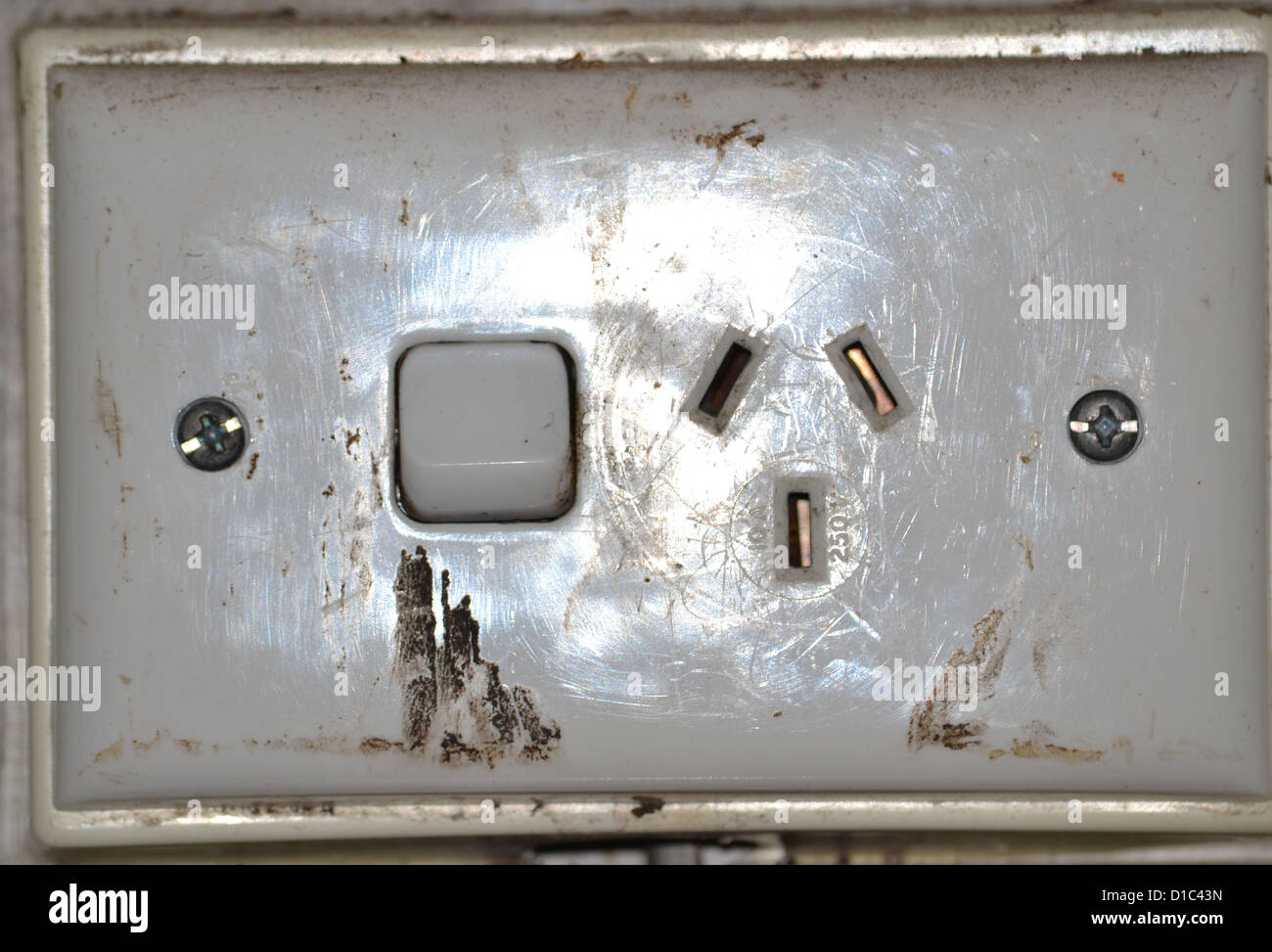 old dirty Electrical Socket / power point / wall socket Stock Photo Alamy