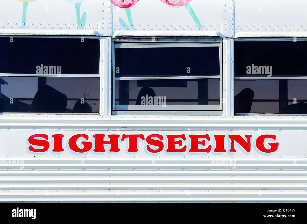 Sightseeing bus, Martha's Vineyard, Massachusetts, USA. Stock Photo
