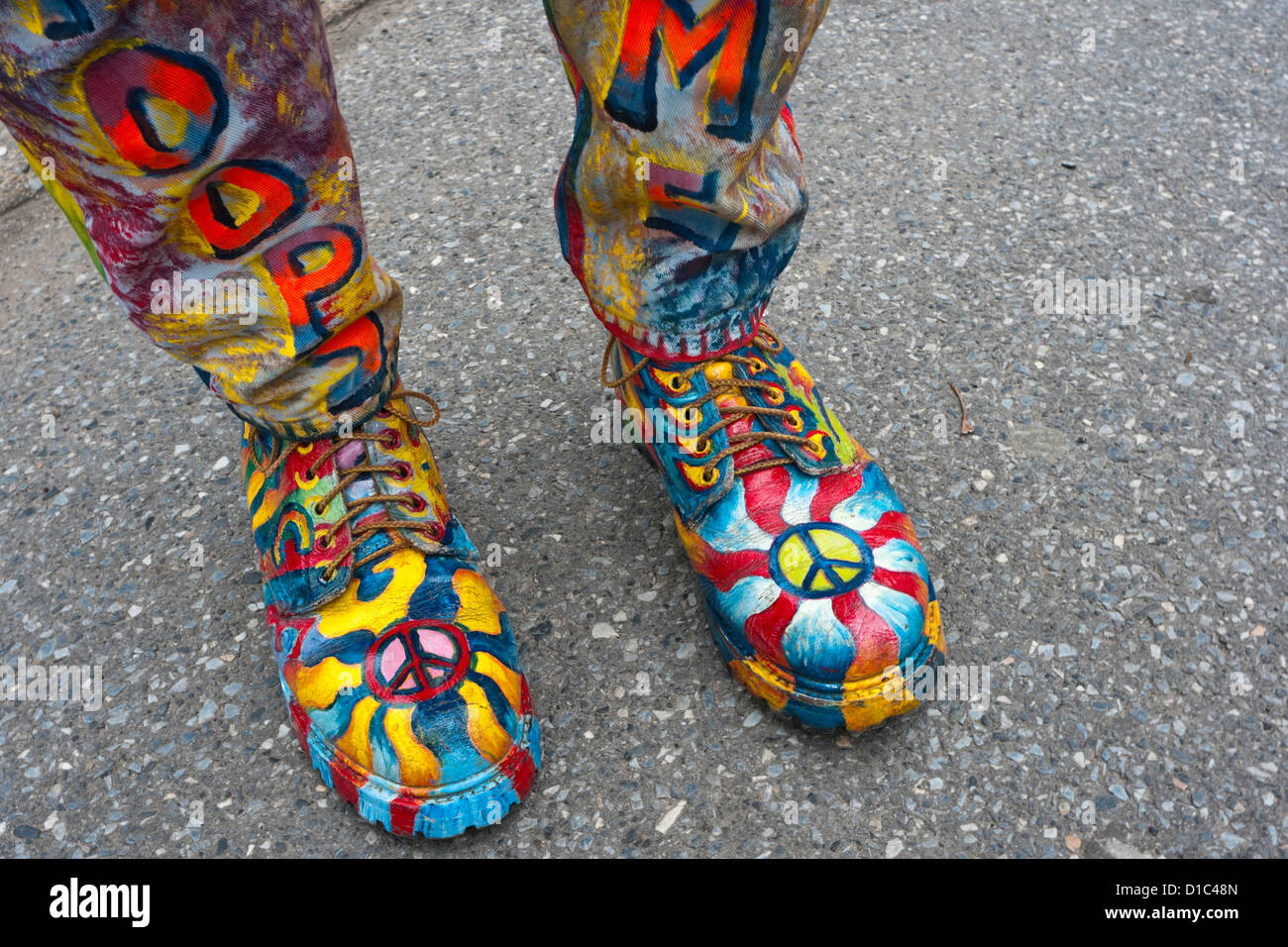 New York, NY 15 December 2012 Anti corporate bail out protester in his psychedelic boots ©Stacy Walsh Rosenstock/Alamy Stock Photo
