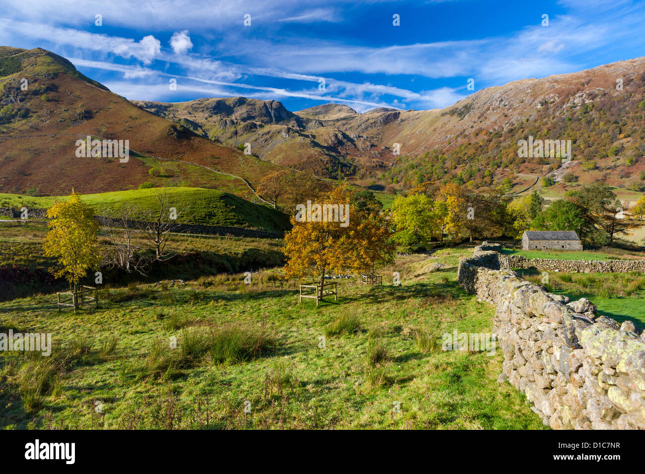 Autumn landscape, Dovedale valley in the Lake District National Park. Stock Photo