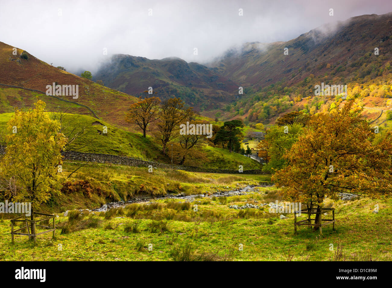 Autumn landscape, Dovedale valley in the Lake District National Park. Stock Photo