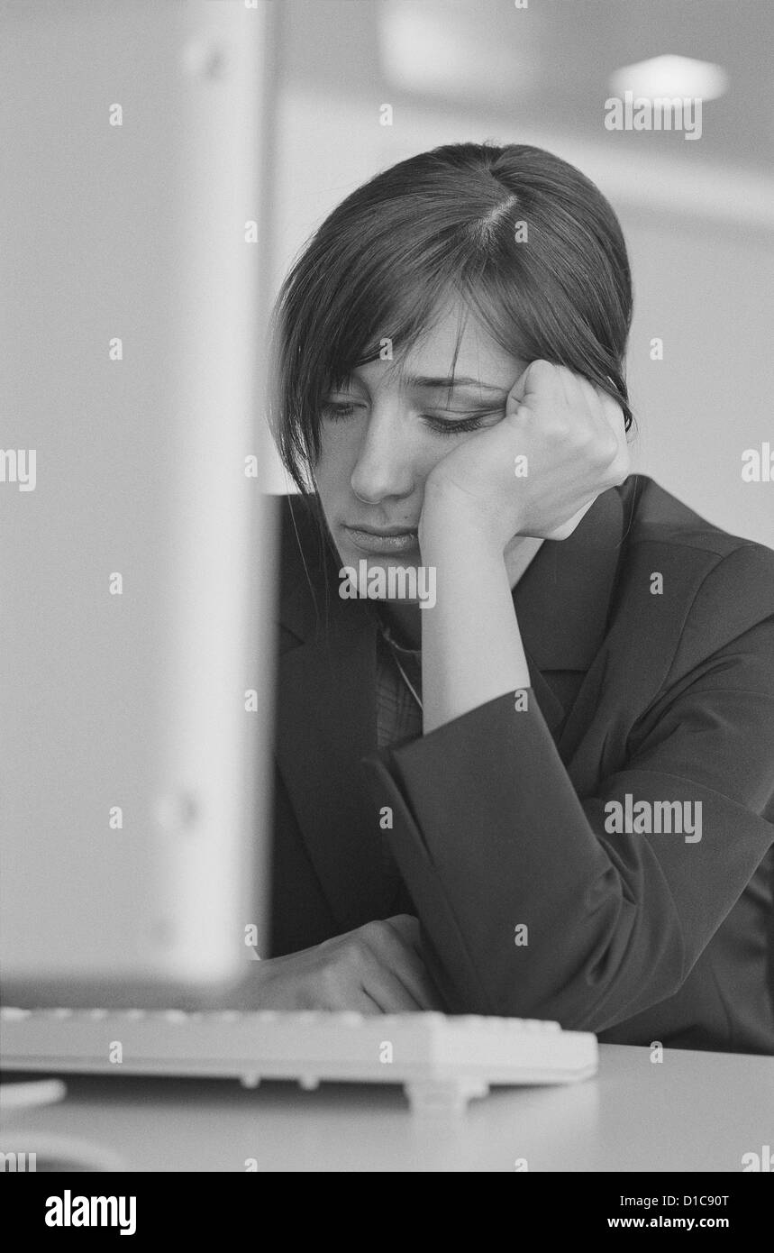 Black and white business frustration stress businessman stressed License free except ads and billboards Stock Photo