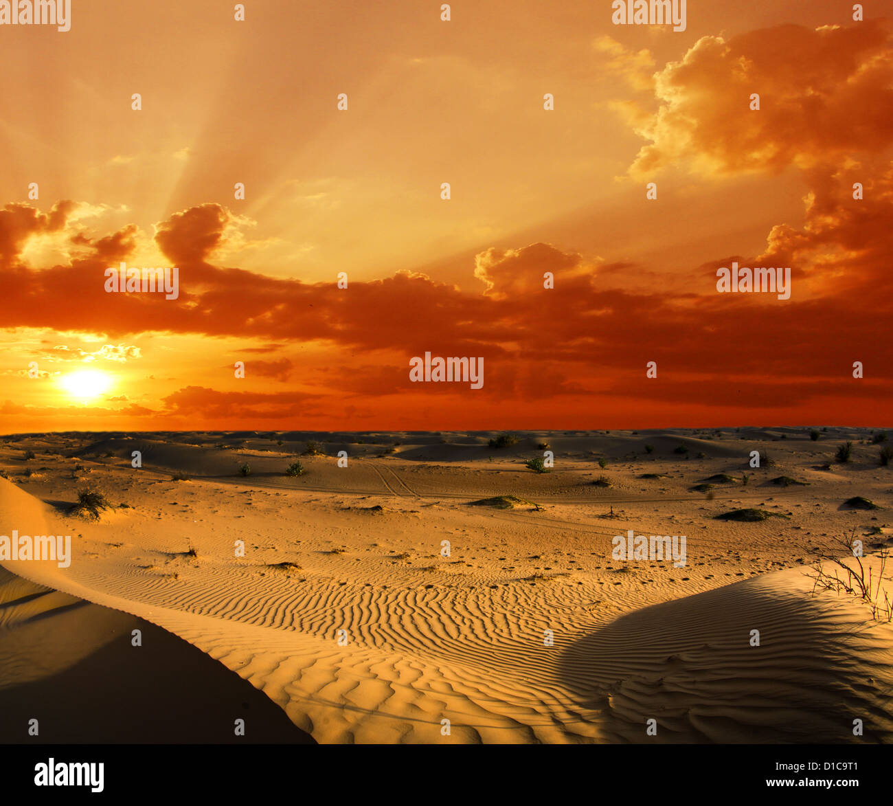 Desert landscape with blue sky Stock Photo - Alamy