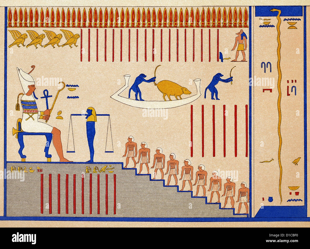 This painting adorned the entrance to Tomb KV 5 (Tomb #5 in the Valley of the Kings) in West Thebes. Stock Photo