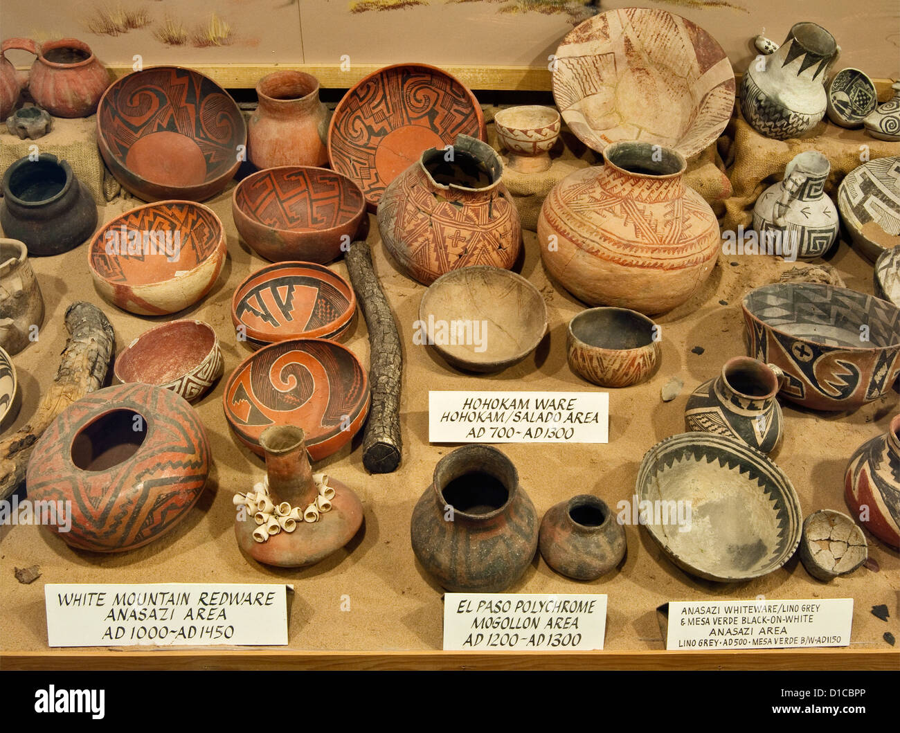 Hohokam ware, pottery exhibit at Geronimo Springs Museum in Truth or