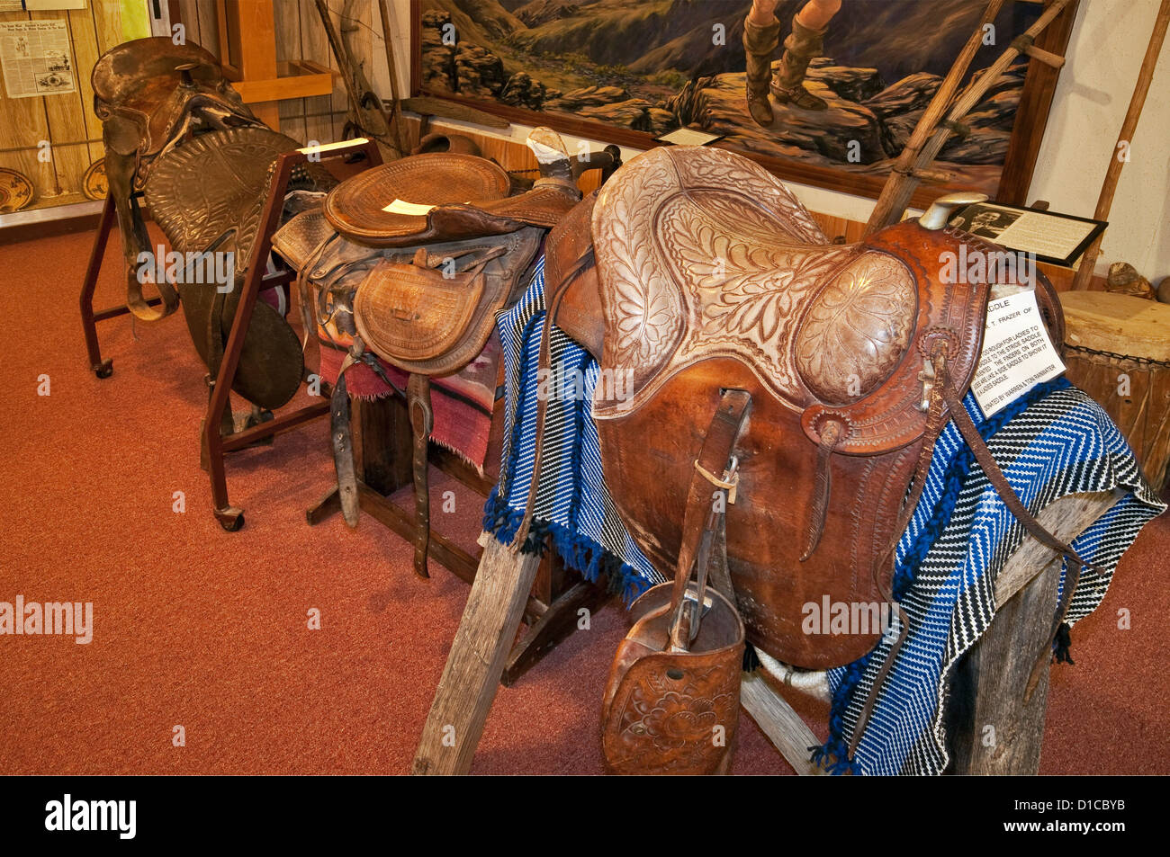 Saddles at Heritage Wing at Geronimo Springs Museum in Truth or