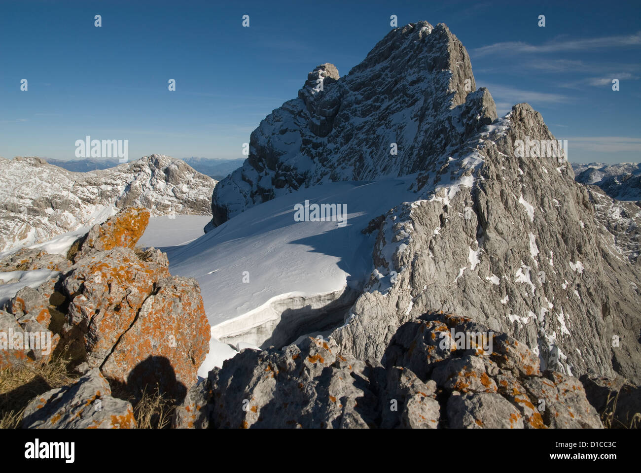 The peak of Dirndln, Dachstein, Steiermark, Austria Stock Photo