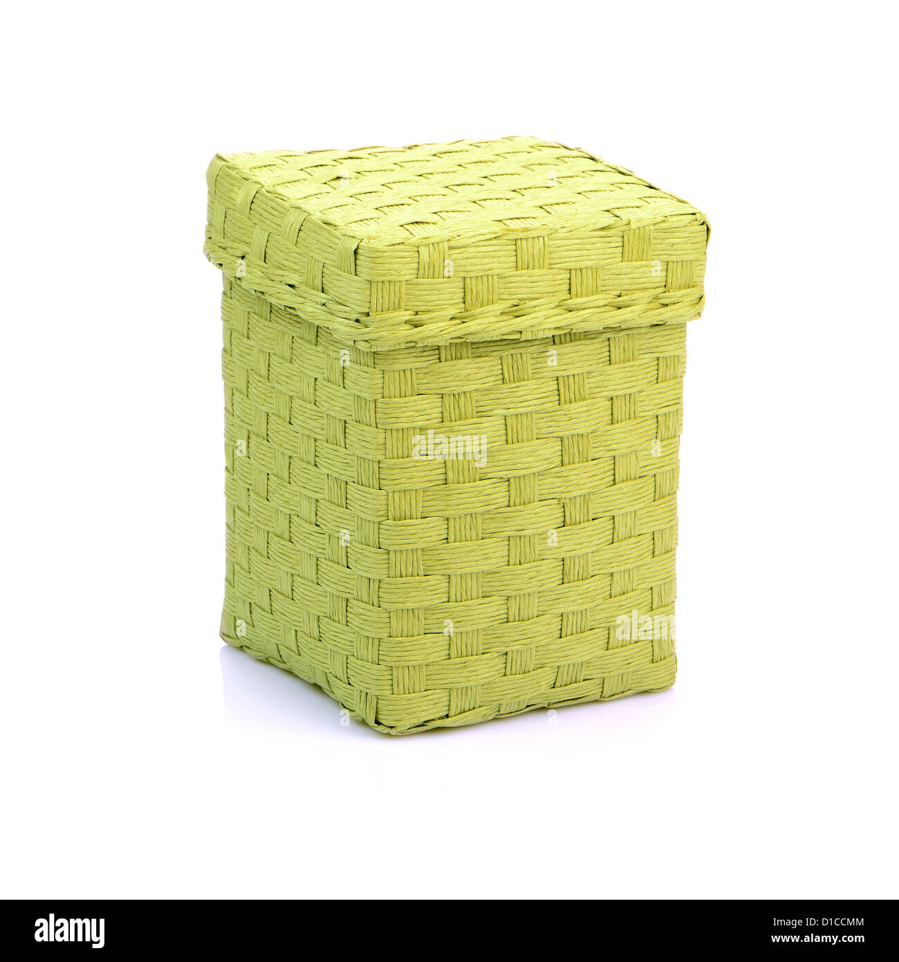 green wicker box isolated on white Stock Photo Alamy