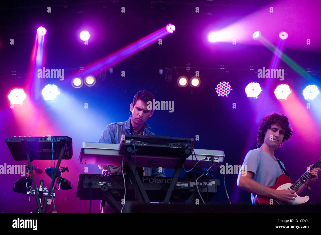 Luke Jenner and Gabriel Andruzzi of The Rapture performing at North Coast Music Festival in Chicago, Illinois. MAX HERMAN/ALAMY Stock Photo