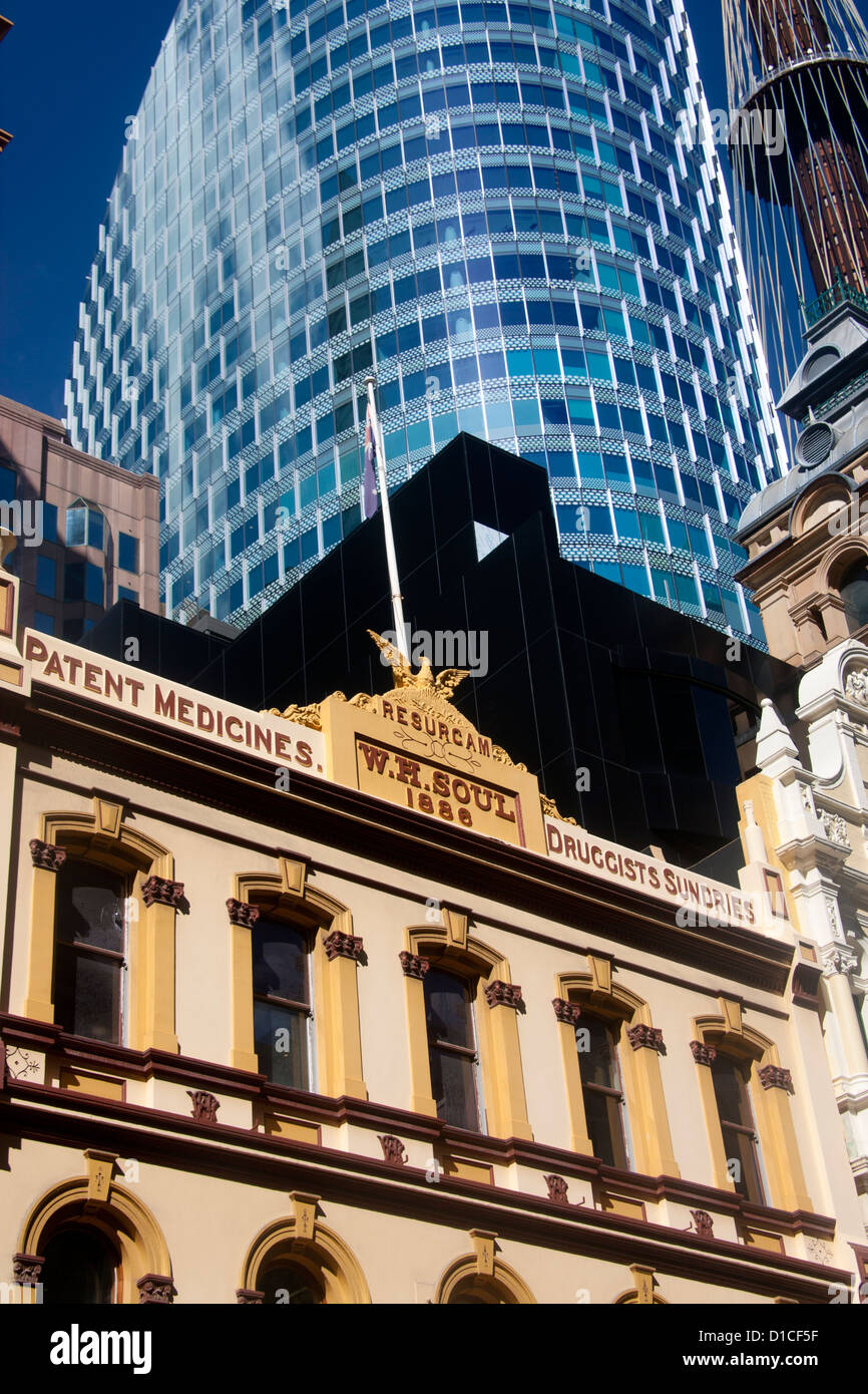 Mix of old colonial and contemporary / modern architecture Pitt Street Sydney New South Wales (NSW) Australia Stock Photo