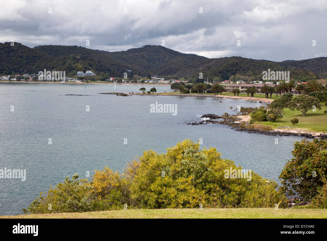 View of Paihia from the Waitangi Treaty Grounds, north island, New Zealand. Stock Photo